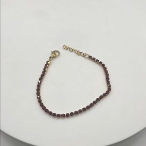 978. Elegant Gold and Ruby Red 3mm Crystal Tennis Bracelet